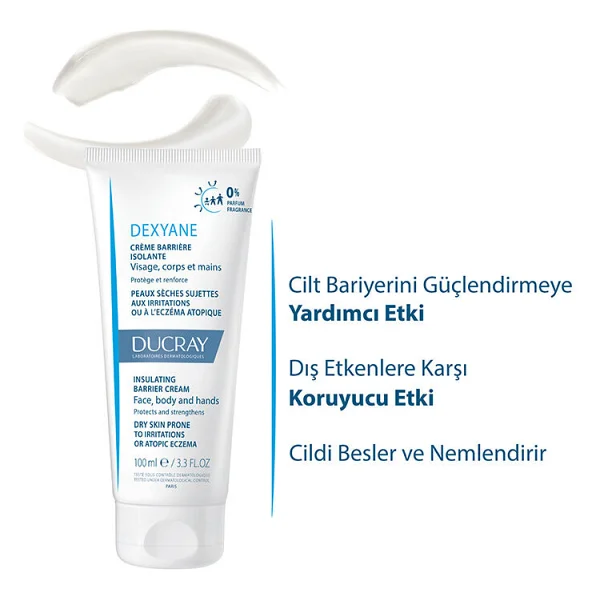 Ducray Dexyane Insulating Barrier Cream 100 ml Kuru ve Atopik Ciltler Krem - Görsel 4