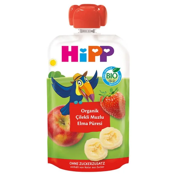 Hipp Organik Çilekli Muzlu Elmalı Meyve Püresi 100 gr - Görsel 4