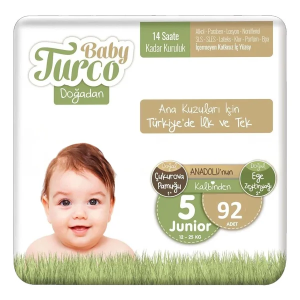Baby Turco Doğadan 5 Numara Junior 92'li Bebek Bezi - Görsel 2