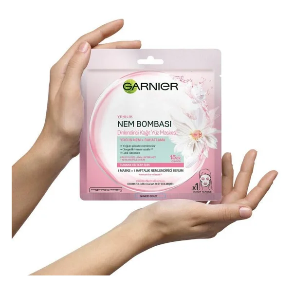 Garnier Nem Bombası Kuru ve Hassas Ciltler Dinlendirici Kağıt Yüz Maskesi - Görsel 2