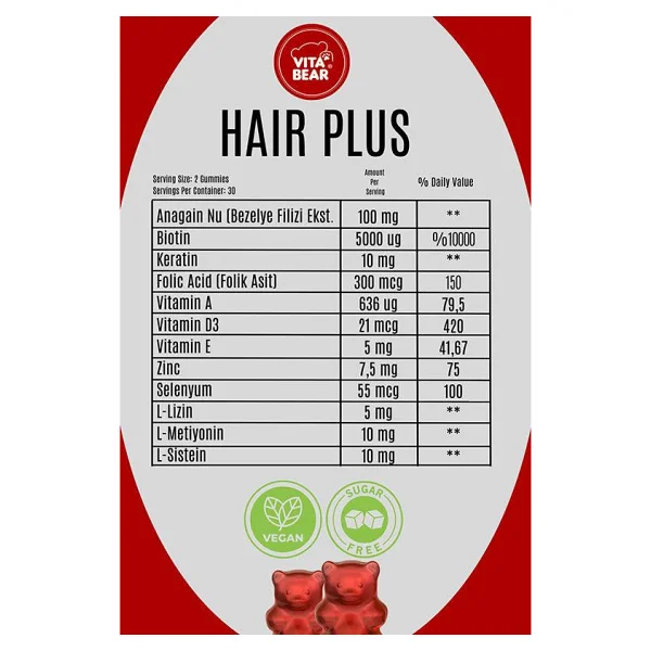 Vita Bear Hair Plus 60 Gummies - Görsel 4