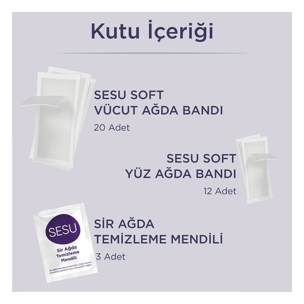 Sesu Soft Tüm Vücut & Yüz Bölgesi Sir Ağda Bantları 32 Adet - Görsel 3
