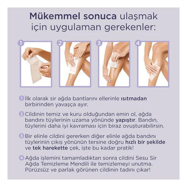 Sesu Soft Tüm Vücut & Yüz Bölgesi Sir Ağda Bantları 32 Adet - Görsel 5
