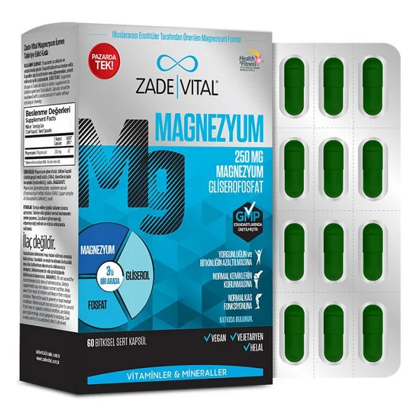 Zade Vital Magnezyum 250 mg 60 Kapsül - Görsel 2