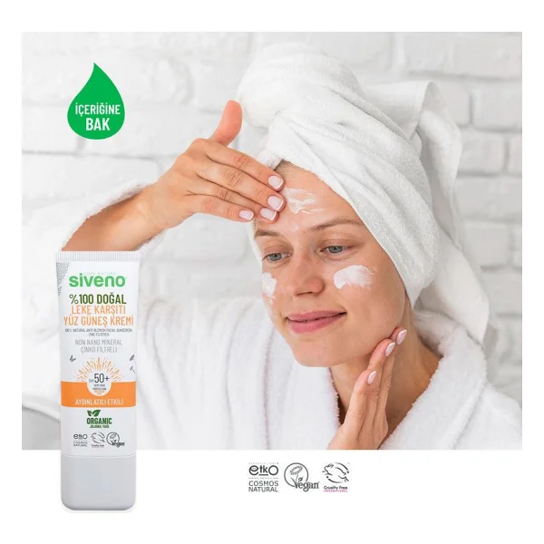 Siveno Doğal Leke Karşıtı Aydınlatıcı Mineral Filtre Uva Uvb Yüz Güneş Kremi Spf 50+ 30 ml - Görsel 2
