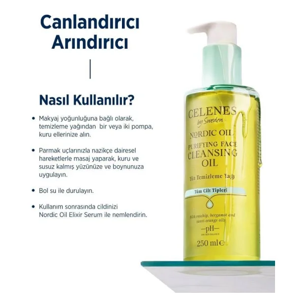 Celenes Nordic Oil Arındırıcı Tüm Ciltler için 250 ml Yüz Temizleme Yağı - Görsel 3