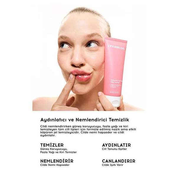 Cream Co. Hyaluronic Acid Glow Jelly Leke Karşıtı 100 ml Yüz Temizleme Jeli - Görsel 3