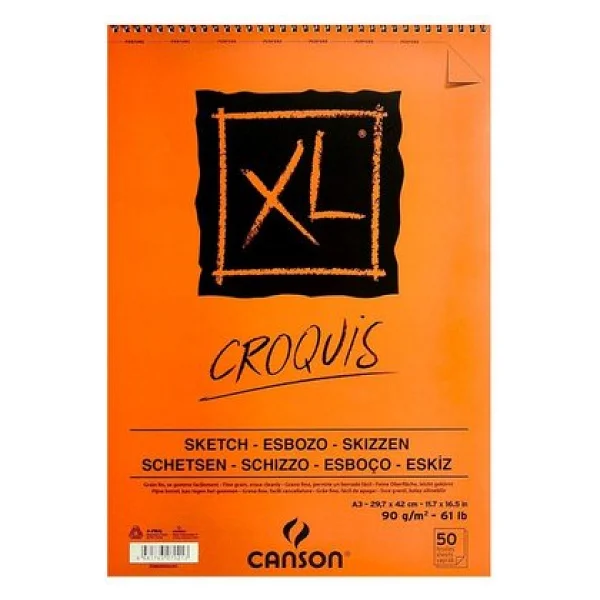 Canson XL Croquis Eskiz Defteri 90g 50 Yaprak Üstten Spiralli A3 - Görsel 2