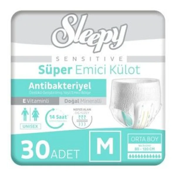 Sleepy Sensitive Süper Emici Külot Orta Boy M 30'lu Hasta Bezi - Görsel 8