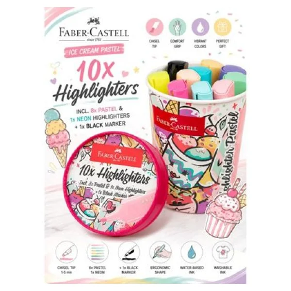 Faber-Castell Textliner Ice Cream Pastel 10'lu Fosforlu Kalem - Görsel 5