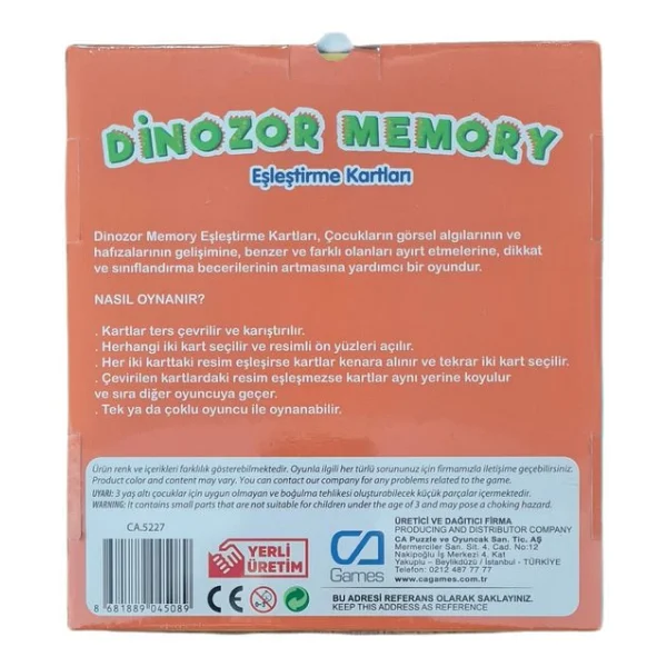 CA Games Dinozor Memory Eşleştirme Kartları Ca.5227 - Görsel 2