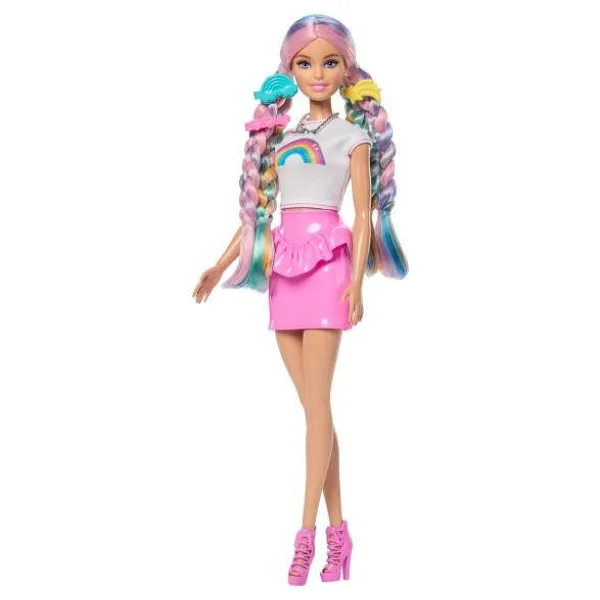 Barbie Gökkuşağı Saçlar Sarı Saç Bebeği JJP07 - Görsel 5