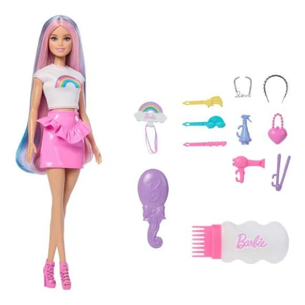 Barbie Gökkuşağı Saçlar Sarı Saç Bebeği JJP07 - Görsel 7