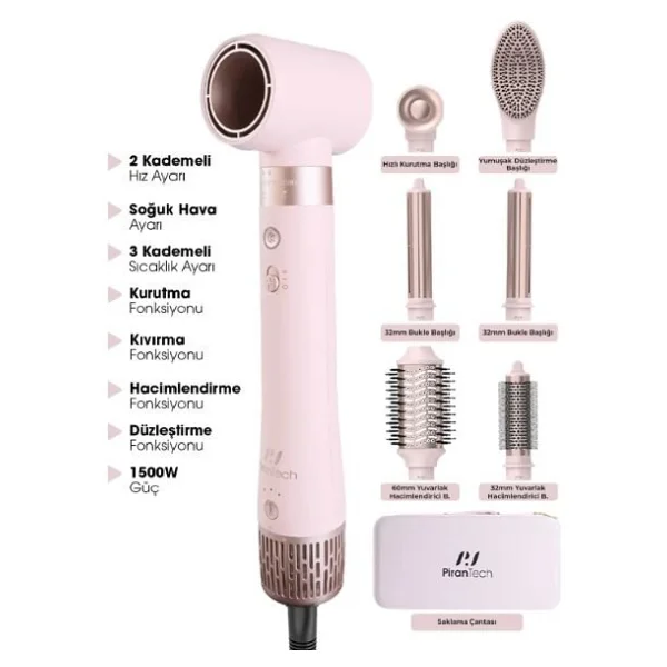 Pirantech KS-611 6in1 Saç Şekillendirme Seti - Görsel 2