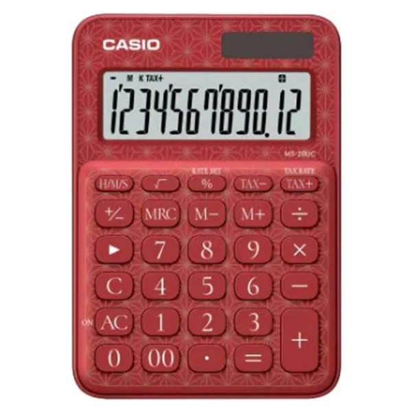 Casio MS-20UC-JRD Kırmızı Desenli 12 Haneli Hesap Makinesi - Görsel 5