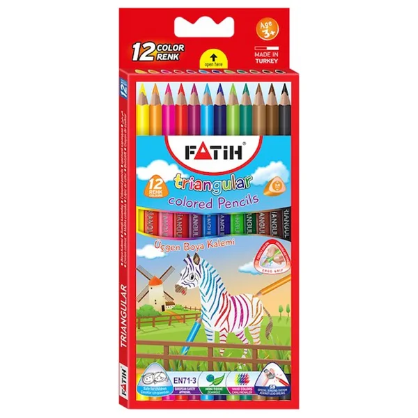 Fatih Tam Boy Üçgen 12'li Jumbo Kuru Boya Seti - Görsel 7