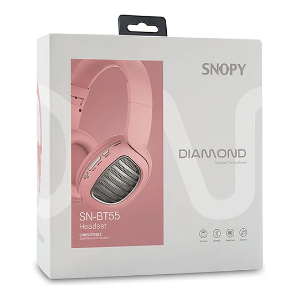 Snopy SN-BT55 Diamond Kulak Üstü Bluetooth Kulaklık Pembe - Görsel 4