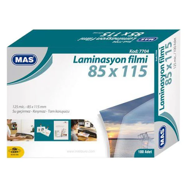 Mas Laminasyon Filmi Parlak 85x115 125 Mıc 100 Lü 7704 100'lü Paket / - Görsel 3