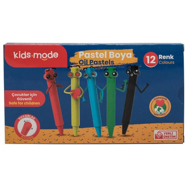Kids Mode Yuvarlak 12'li Yağlı Pastel Boya - Görsel 5