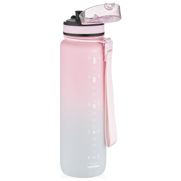 Uzspace 3038-4 Çift Renk Pembe-Gri 1000 ml Tritan Motivasyon Matarası - Görsel 8