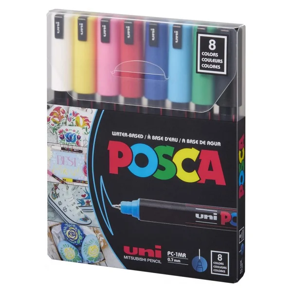 Uni-Ball Posca PC-1MR 0.7 mm Ana Renk 8'li Marker Seti - Görsel 6