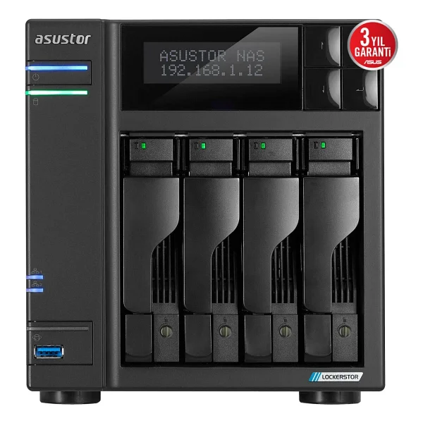 ASUSTOR Lockerstor 4 Gen2+ AS6704T-V2 Intel Celeron N5105 CPU 4 GB DDR4 RAM 4 Sürücü Yuvalı NAS Depolama Ünitesi - Görsel 3