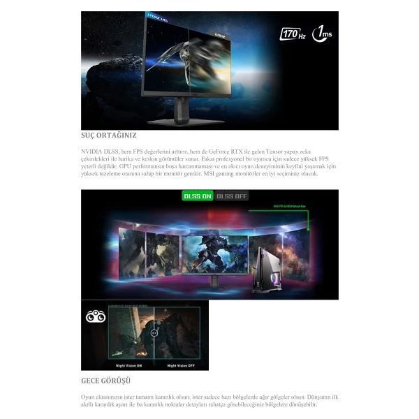 MSI Optix MAG245R2 23.8'' 1ms Full HD IPS 170 Hz Oyuncu Monitörü - Görsel 9