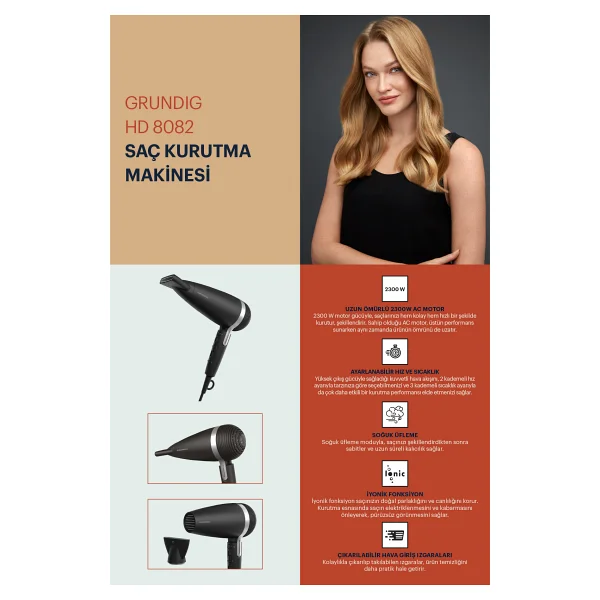 Grundig HD 8082 2300 W İyonlu Saç Kurutma Makinesi - Görsel 9