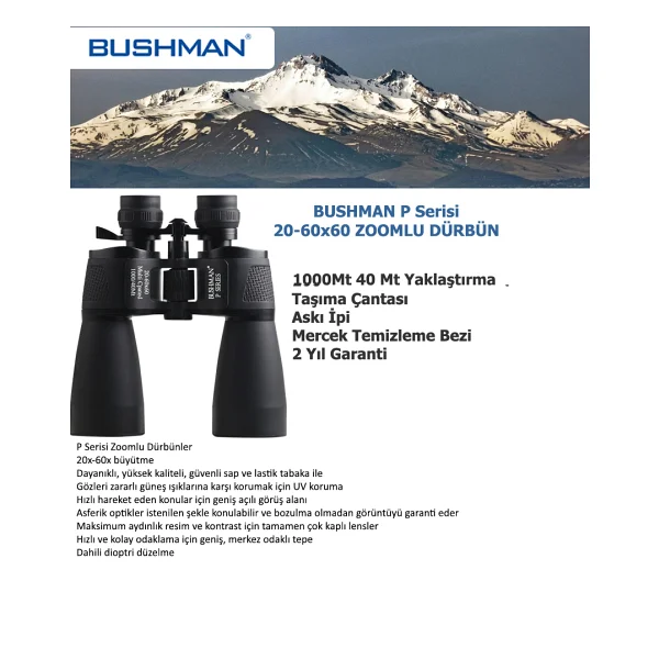 Bushman P20-60x60 Zoomlu Dürbün - Görsel 5