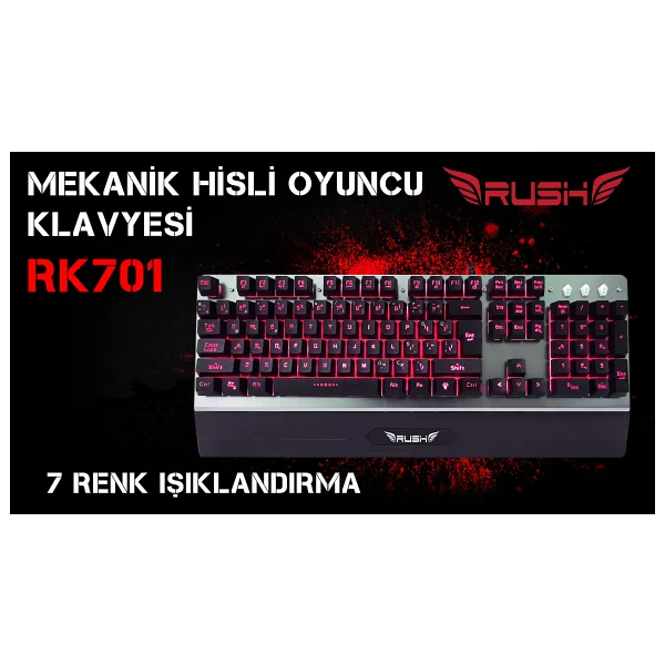 Rush RK701 Işıklı Kablolu Oyuncu Klavyesi - Görsel 7