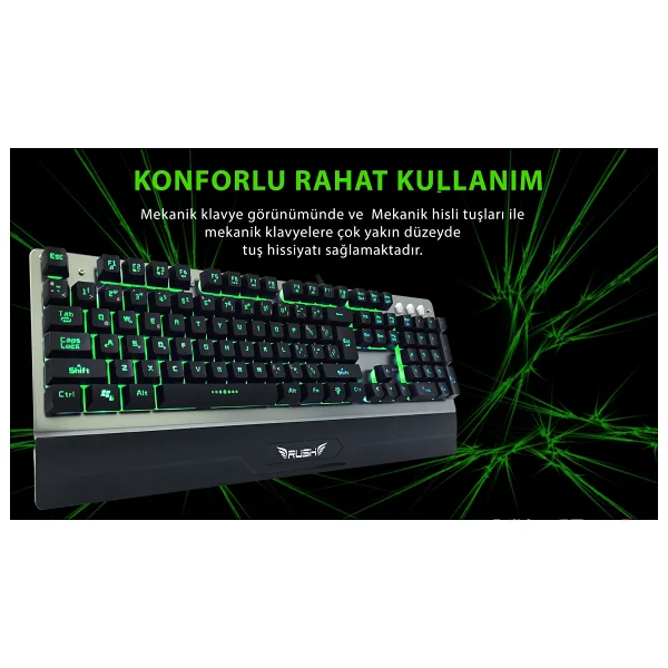 Rush RK701 Işıklı Kablolu Oyuncu Klavyesi - Görsel 10