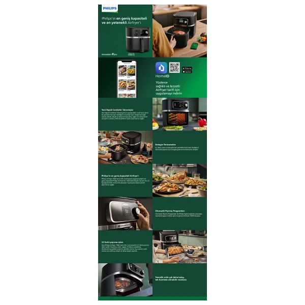 Philips Airfryer 7000 Serisi HD9880/90 Combi XXL Connected 8.3 lt Yağsız Fritöz - Görsel 10