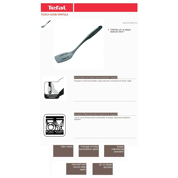 Tefal Touch Uzun Spatula - Görsel 2