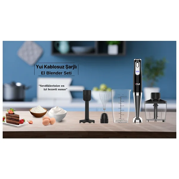 Yui HB6009R 4'ü 1 Arada Kablosuz El Blender Seti - Görsel 6