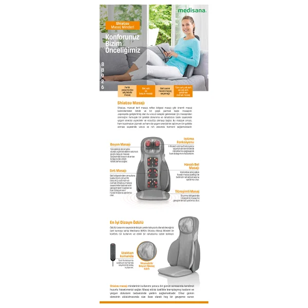 Medisana 88926 Shiatsu Isıtmalı Ovmalı Masaj Minderi - Görsel 6