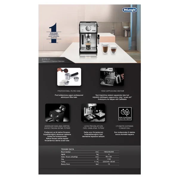 Delonghi ECP 35.31 Espresso Makinesi - Görsel 7