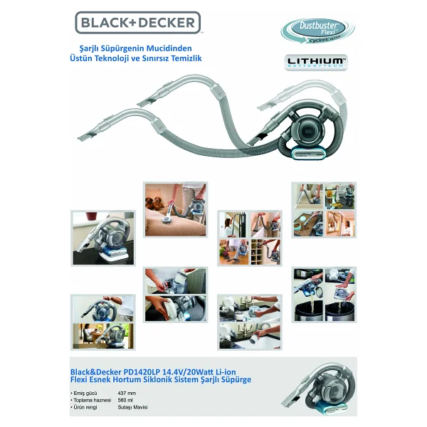 Black+Decker PD1420LP 14.4 V Şarjlı El Süpürgesi - Görsel 9