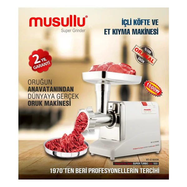 Musullu 1800W Et Kıyma Makinası Paslanmaz Çelik Malzeme ile Yüksek Kapasite Sağlıyor - Görsel 4