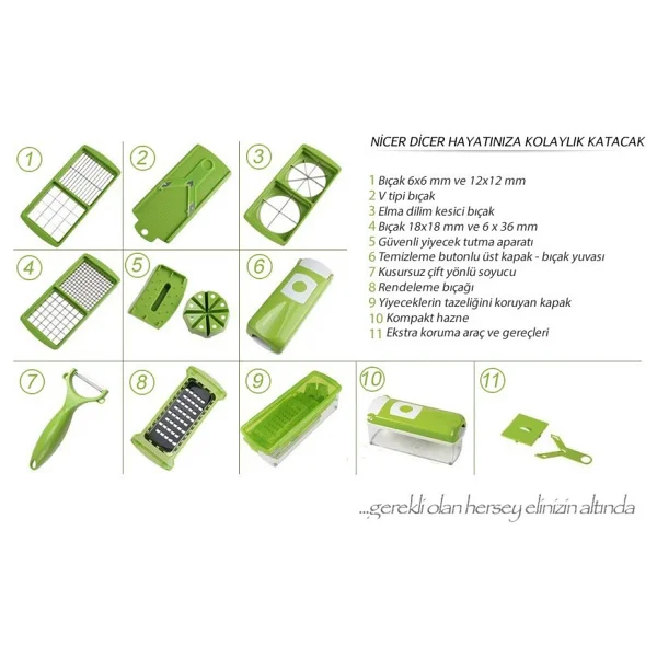Nicer Dicer Plus Çok Fonksiyonlu Sebze Meyve Doğrayıcı Dilimleyici - Görsel 5