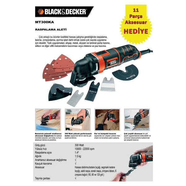 Black+Decker MT300KA Kesme Raspalama ve Zımpara Makinesi - Görsel 6
