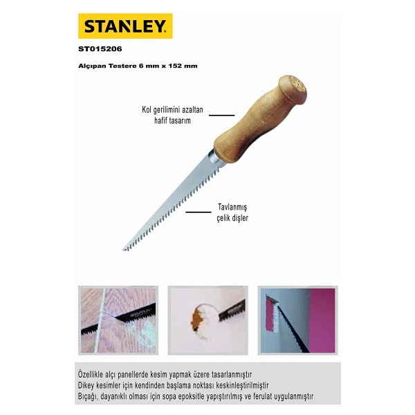 Stanley ST015206 Ağaç Saplı 6x152 mm Alçıpan Testere - Görsel 3