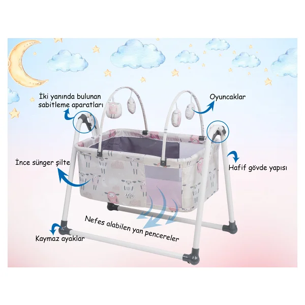 Jusso Cute Sheep Sallanır Bebek Beşiği - Görsel 6