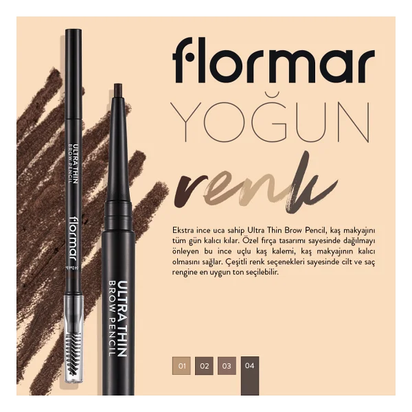 Flormar Ultra Thin Brow Pencil 04 Dark Brown Kaş Kalemi - Görsel 10