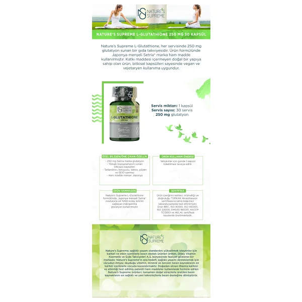 Nature's Supreme L-Glutathione 250 mg 30 Kapsül - Görsel 4