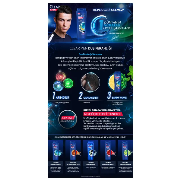 Clear Men Duş Ferahlığı 600 ml Kepek Şampuanı - Görsel 8