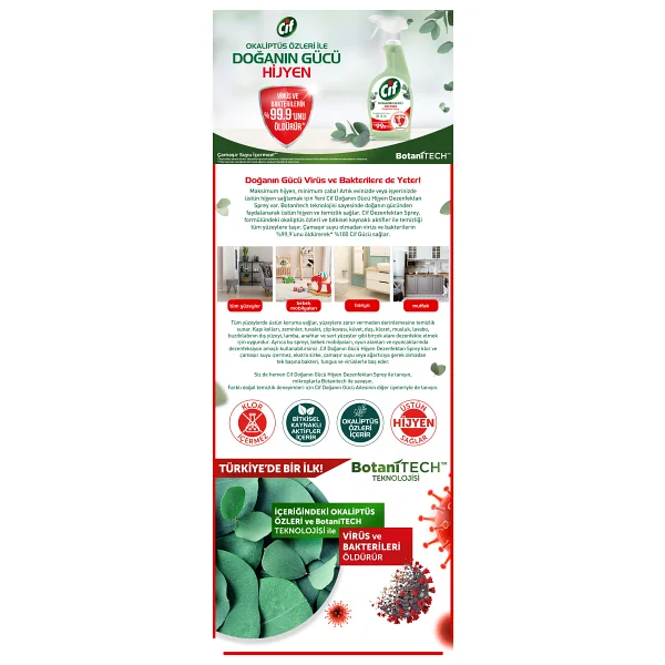 Cif Doğanın Gücü Hijyen Dezenfektan Sprey 750 ml - Görsel 10