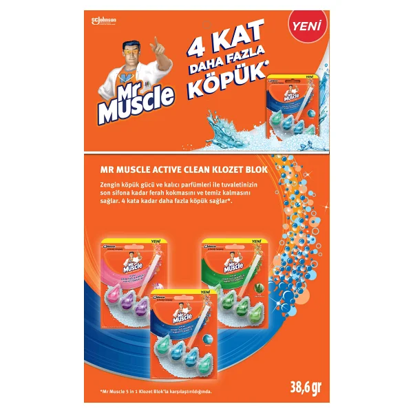 Mr. Muscle Klozet Blok Çiçek Festivali Active Clean Tuvalet Temizleyici - Görsel 2