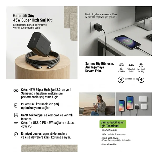 Cellularline 45 W Type-C Kablolu Hızlı Şarj Adaptörü - Görsel 3