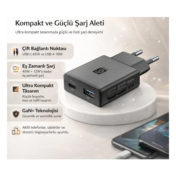 Cellularline Power Lite Slim 65 W Hızlı Şarj Adaptörü - Görsel 6