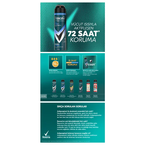 Rexona Men Üstün Koruma Invisible Ice Fresh 150 ml Erkek Deodorant - Görsel 9